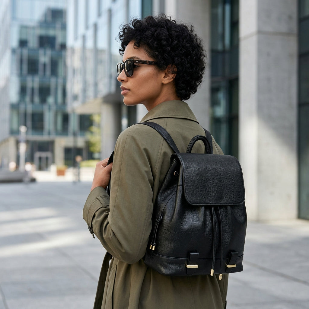 Women's Genuine Leather Backpack Purse Large Capacity Multiway Shoulder Travel Bag Anti Theft Zip Soft Daypack for Daily Work