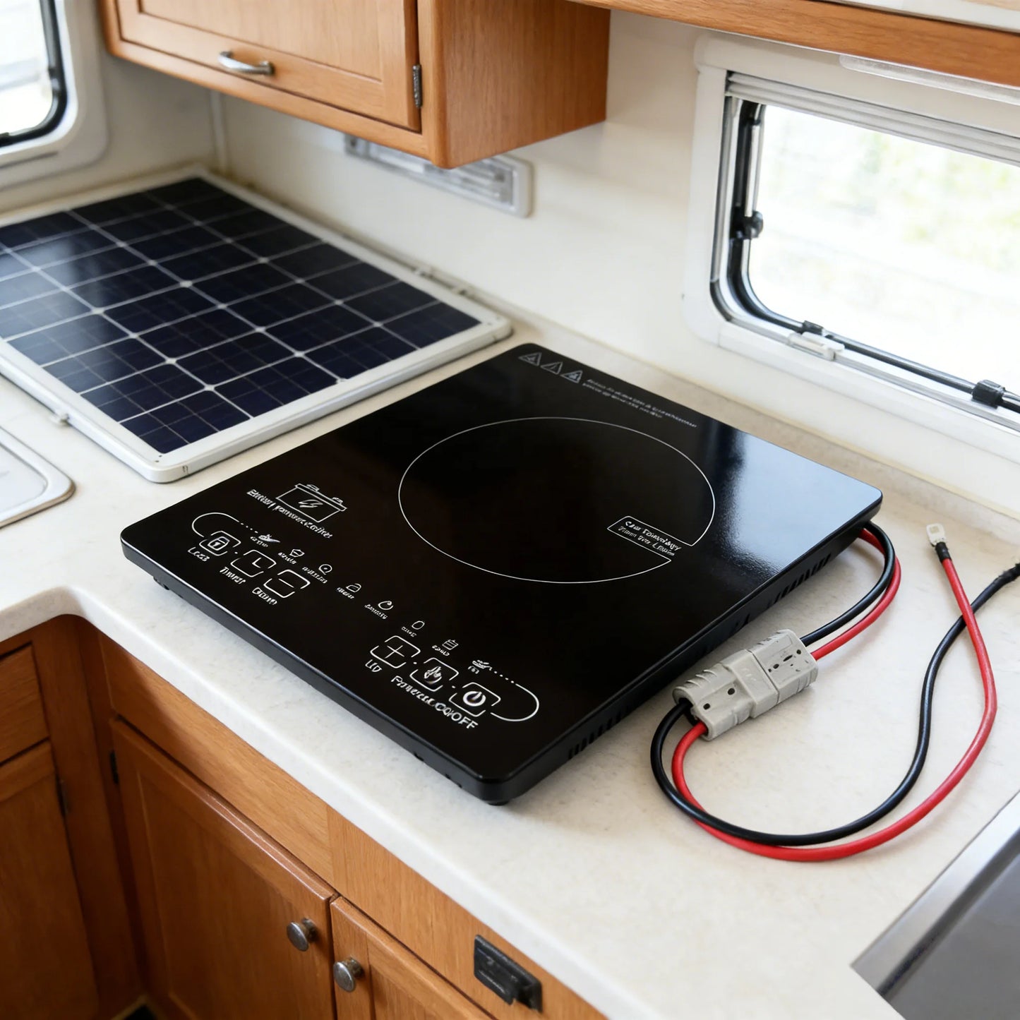 Solar Induction Stove Battery-Powered New Design for Indoor/Outdoor Use Inspired US Hotels Cars RVs DC 24V/48V