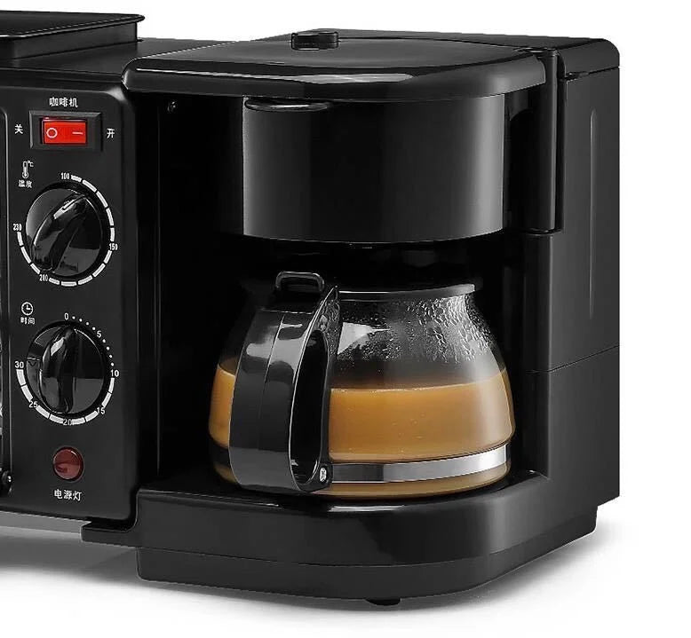 Multi-function Toaster Oven With Coffee Maker & Toast Grill & Hot Plate 3 in 1 Breakfast Maker