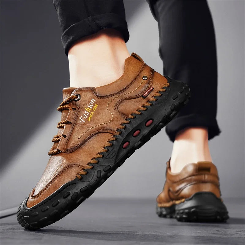 Men's Leather Lace-up Round Toe Comfort Height Increasing Soft Solid Spring Formal Ceremony Dress Shoes
