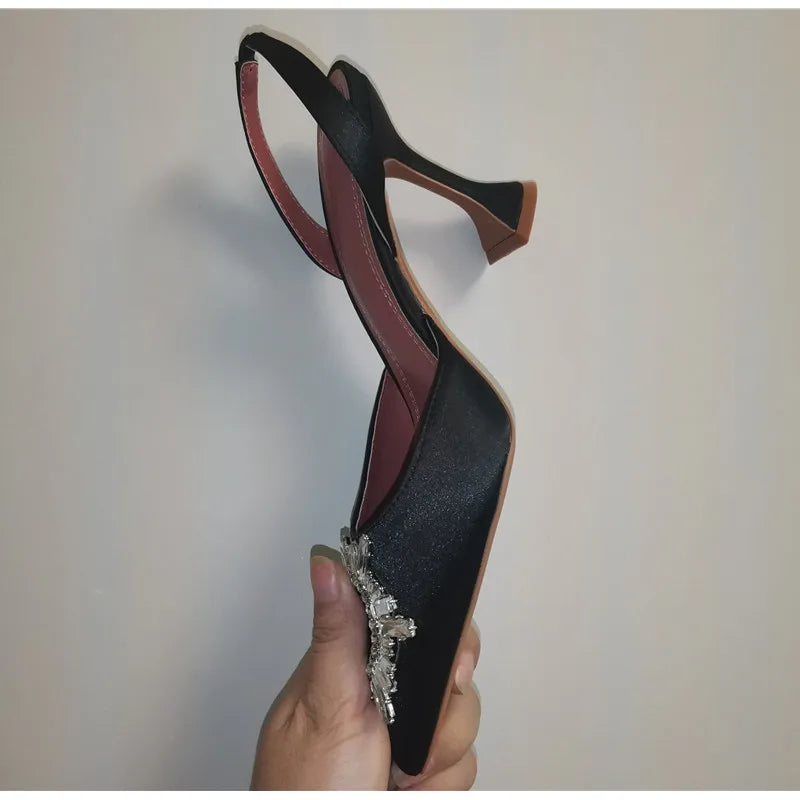 2025 Star style Women Sandals Elegant Pointed toe Slingback Summer Office Lady Shoes Fashion High heels Gladiator sandals Woman