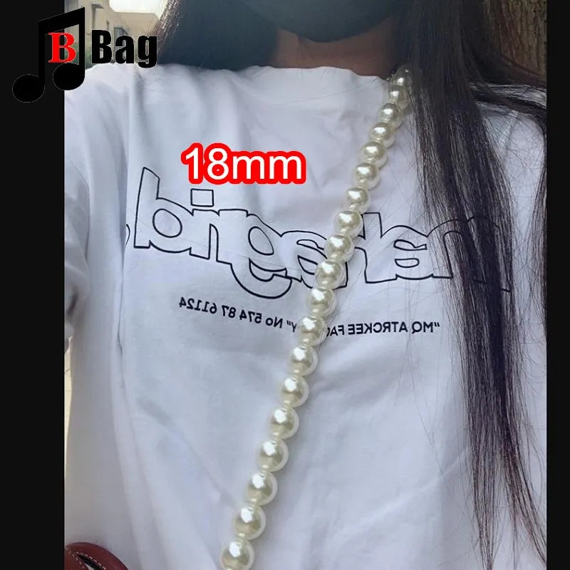 18mm Pearl Bag Strap pearl handbag strap Women Handbag Handles Replacement Handbags Strap Accessories phone bag decoration