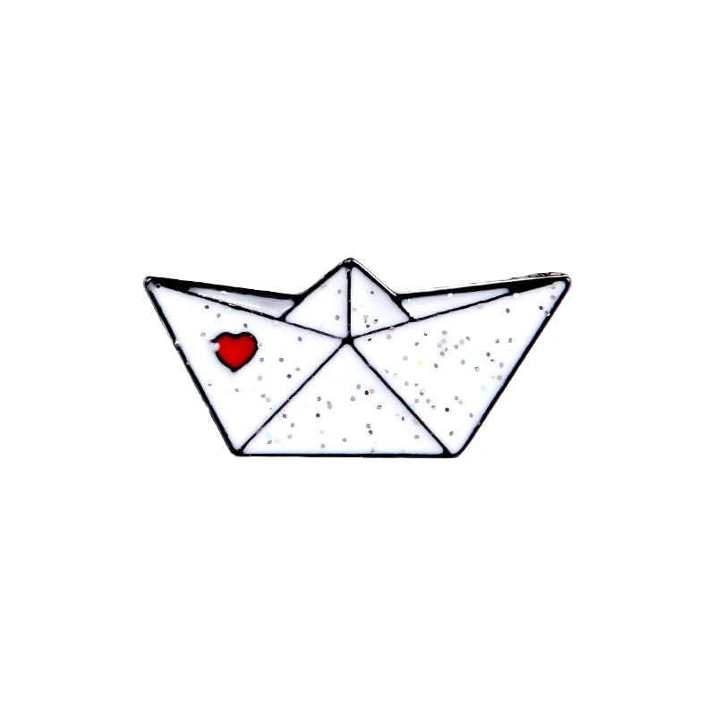 Paper plane Boat Enamel Pins Custom Love Brooches Lapel Pin Shirt Bag Aircraft Ferry Badge Mini Jewelry Gift For Kids Friends