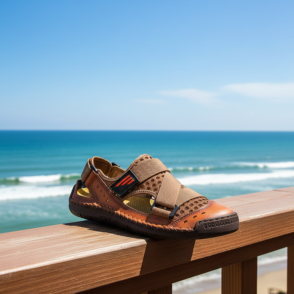 Summer Beach Fun Casual Comfortable Genuine Leather Sandals Men Sewing Soft Sole Fashion Men Casual Shoes