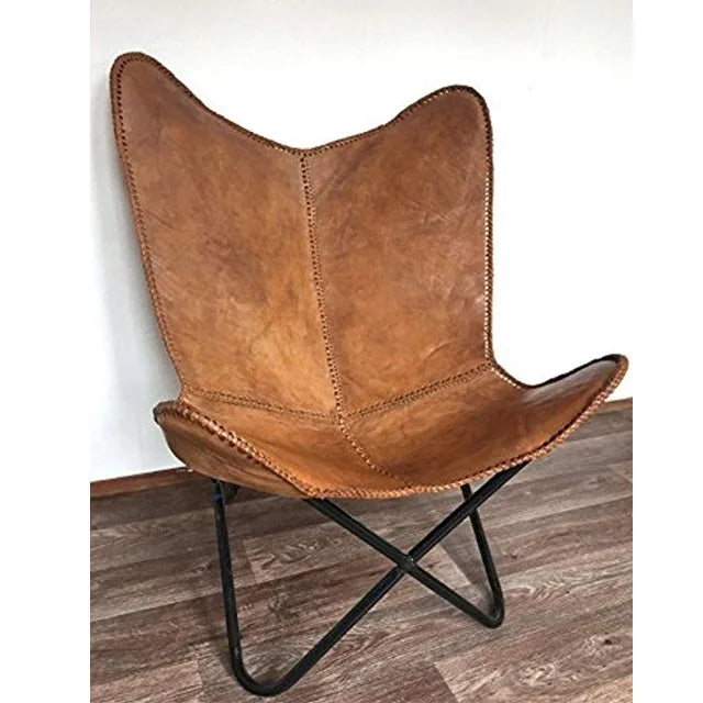Hot Selling Modern Living Room Brown Genuine Leather Butterfly Chairs