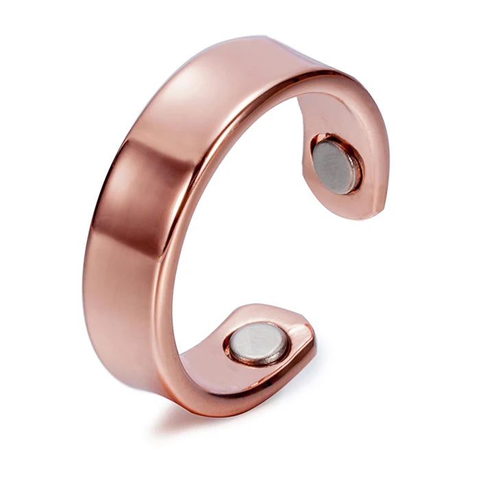 Adjustable Copper Rings Magnetic Health Energy Metal Open Cuff Ring Man 9mm Arthritis Matte Finger Ring for Men Christmas Gift