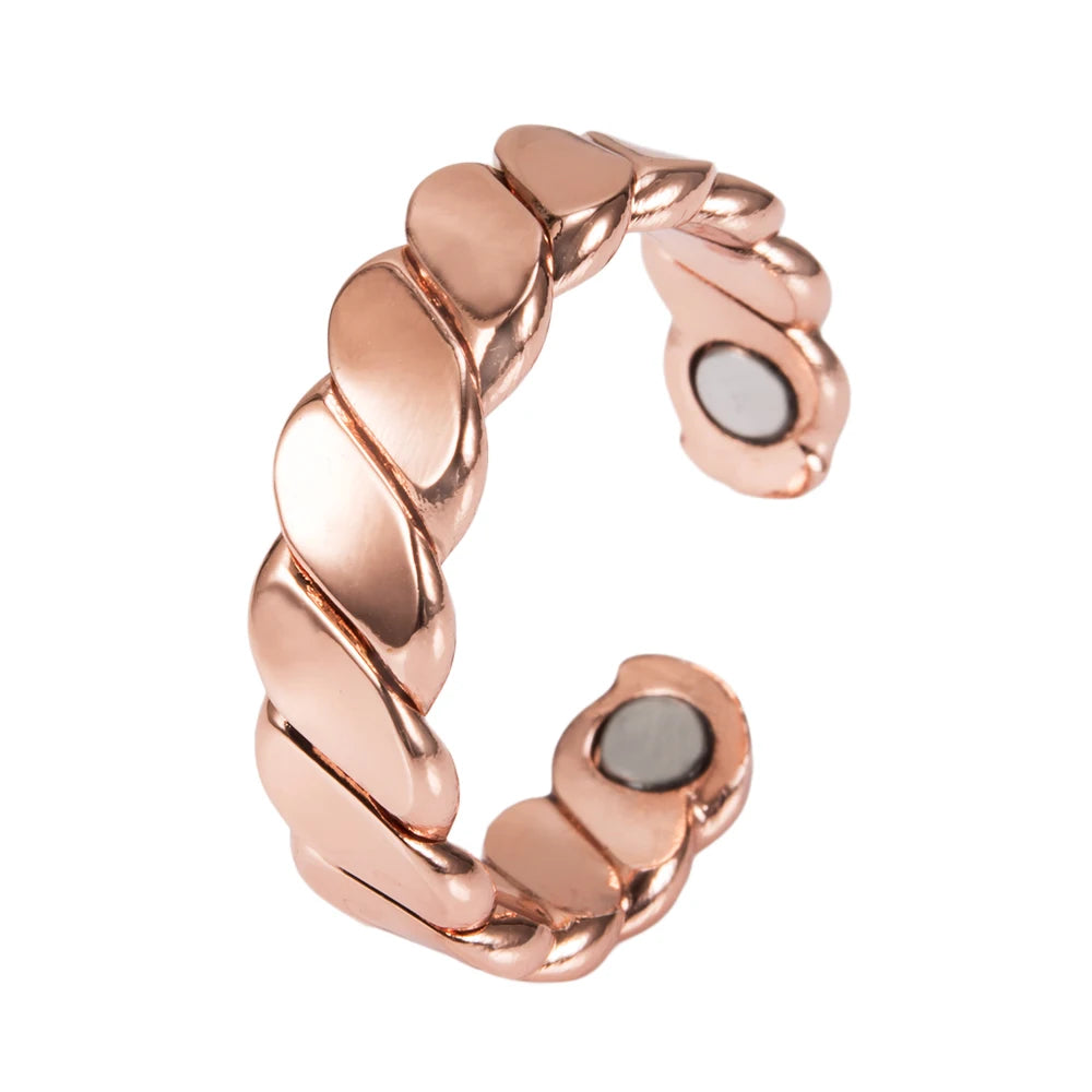 Vinterly Twisted Adjustable Pure Copper Rings Magnetic Therapy Athritis 6mm Wide Health Energy Finger Open Cuff Jewelry for Men