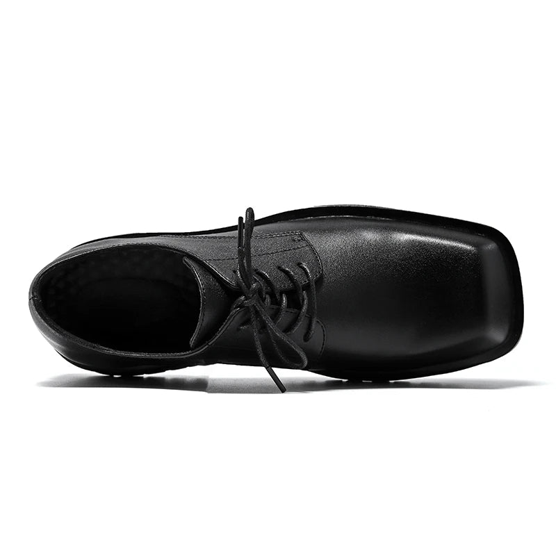 British Stylish Men High Top Thick Sole Leather Boots Anti-Slip Holiday Walk on Leather Boot