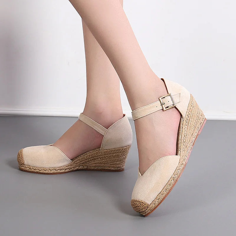 Retro Fashion Latest Design Cross Strap Summer Comfortable Platform  Wedge Sandals for Women and Ladies