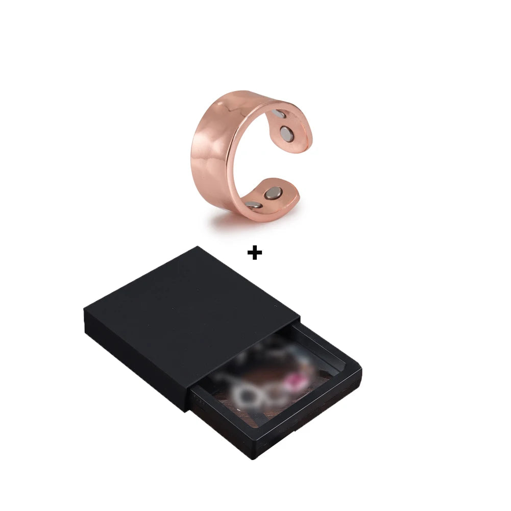 Vinterly Copper Magnetic Ring Mens Health Energy Simple Adjustable Ring Open Cuff Pure Copper Finger Ring for Arthritis Pain