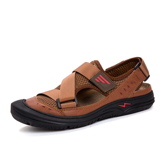 Men's Sandals Outdoor Walking Hiking Beach Shoes Sport Fisherman Slip on Low-top Puncture Resistant Air Mesh Breathable Casual