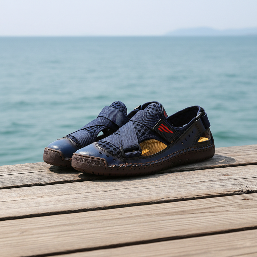 Summer Beach Fun Casual Comfortable Genuine Leather Sandals Men Sewing Soft Sole Fashion Men Casual Shoes