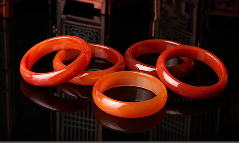 Natural Jade Bracelet Women's Red Agate Jade Bracelet Ice Through Brazil Carnelian Bracelet Jade Bracelet Bangles with Charms
