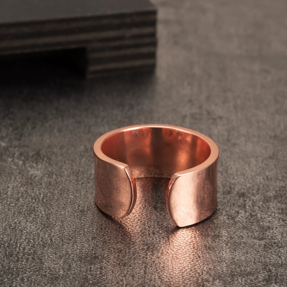 Vinterly Copper Magnetic Ring Mens Health Energy Simple Adjustable Ring Open Cuff Pure Copper Finger Ring for Arthritis Pain