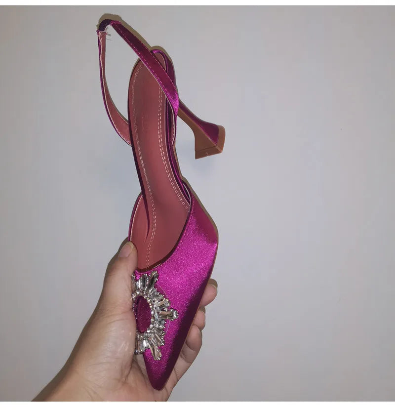 2025 Star style Women Sandals Elegant Pointed toe Slingback Summer Office Lady Shoes Fashion High heels Gladiator sandals Woman