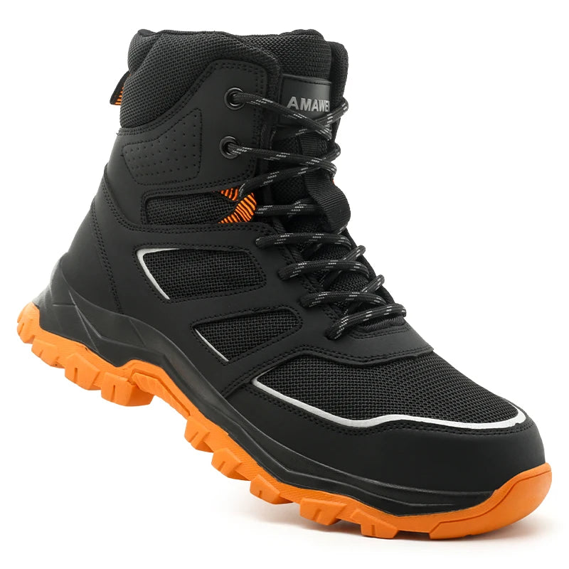 AMAWEI D/863 Unisex Outdoor EU Standard Safety Shoes Steel Toe Work Boots with Mesh Upper Rubber Outsole Anti-static for Factory