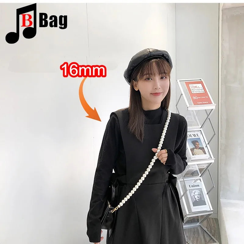 18mm Pearl Bag Strap pearl handbag strap Women Handbag Handles Replacement Handbags Strap Accessories phone bag decoration