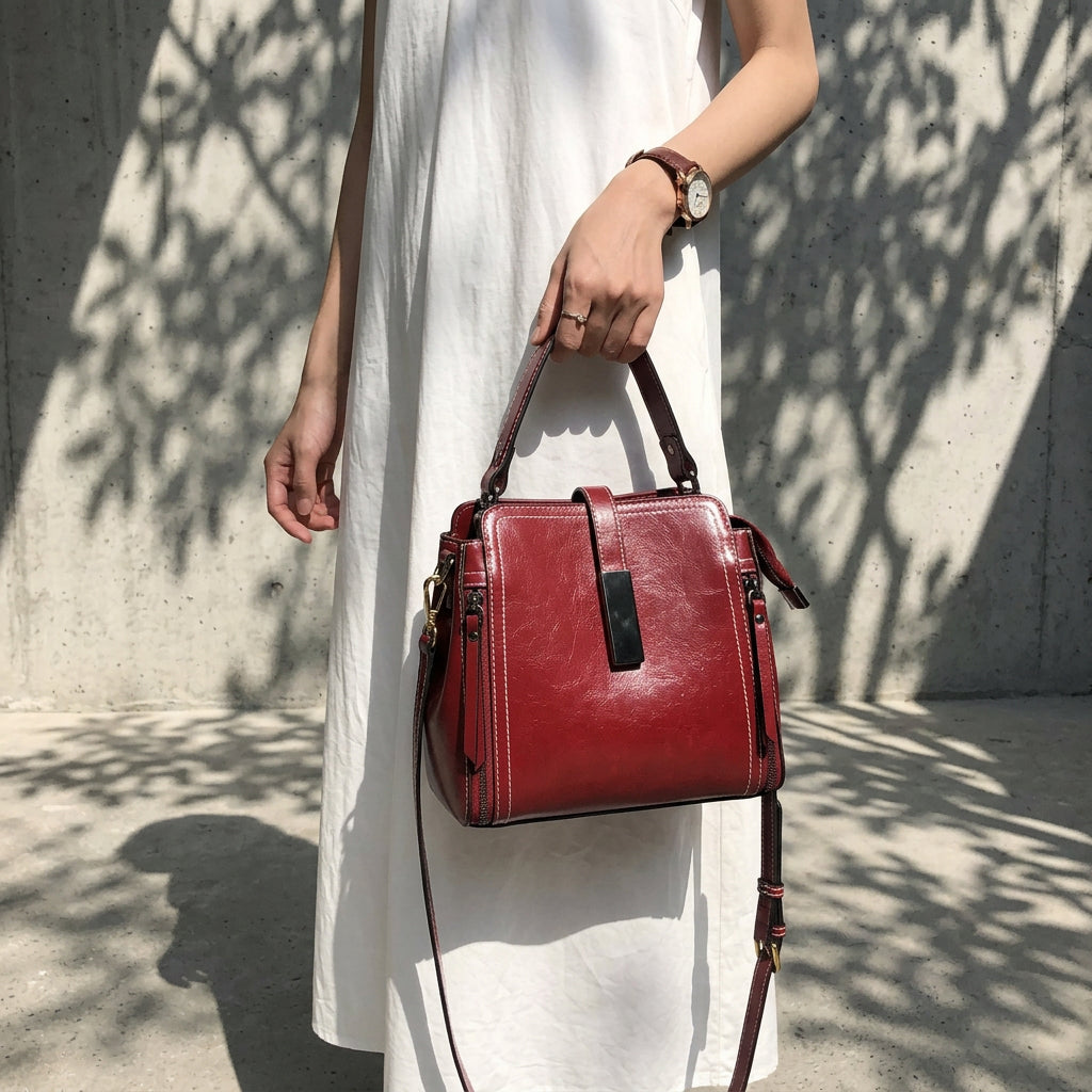 New High Quality Women's Genuine Leather Waterproof Tote Handbags Multiway Messenger Crossbody Shoulder Satchel Purse Travel Bag