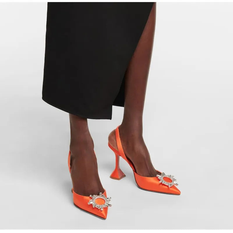 2025 Star style Women Sandals Elegant Pointed toe Slingback Summer Office Lady Shoes Fashion High heels Gladiator sandals Woman