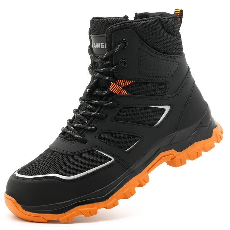 AMAWEI D/863 Unisex Outdoor EU Standard Safety Shoes Steel Toe Work Boots with Mesh Upper Rubber Outsole Anti-static for Factory