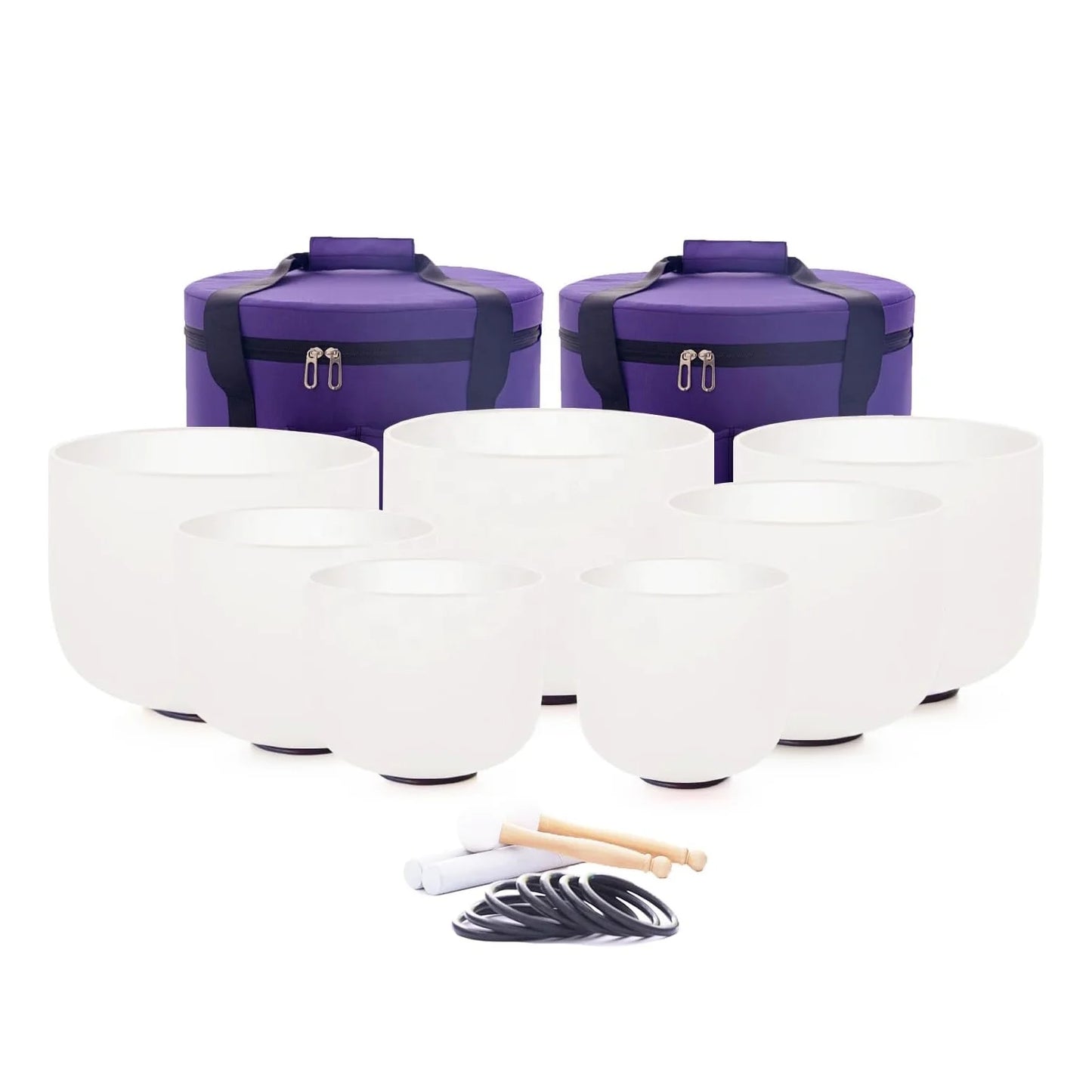7-12 Inch 432hz Crystal Singing Bowls Set of 7 Pcs Chakra for Yoga Meditation with Heavy Duty Carrying Case