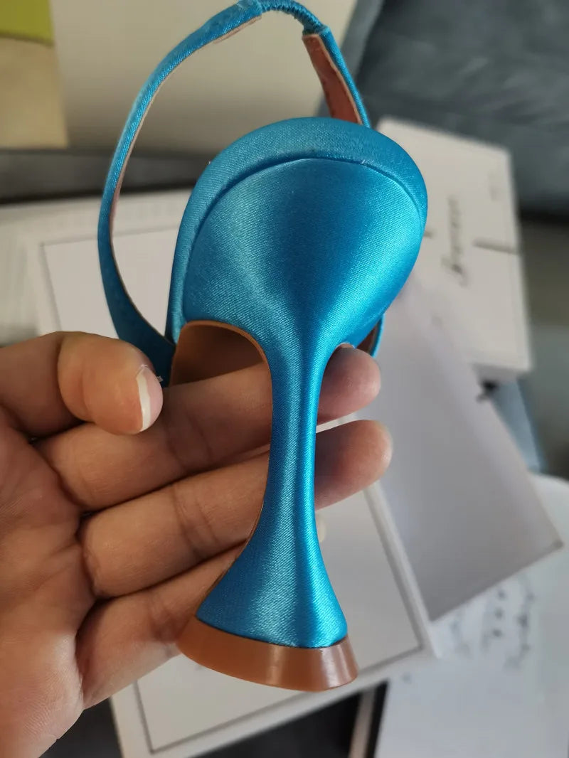 2025 Star style Women Sandals Elegant Pointed toe Slingback Summer Office Lady Shoes Fashion High heels Gladiator sandals Woman