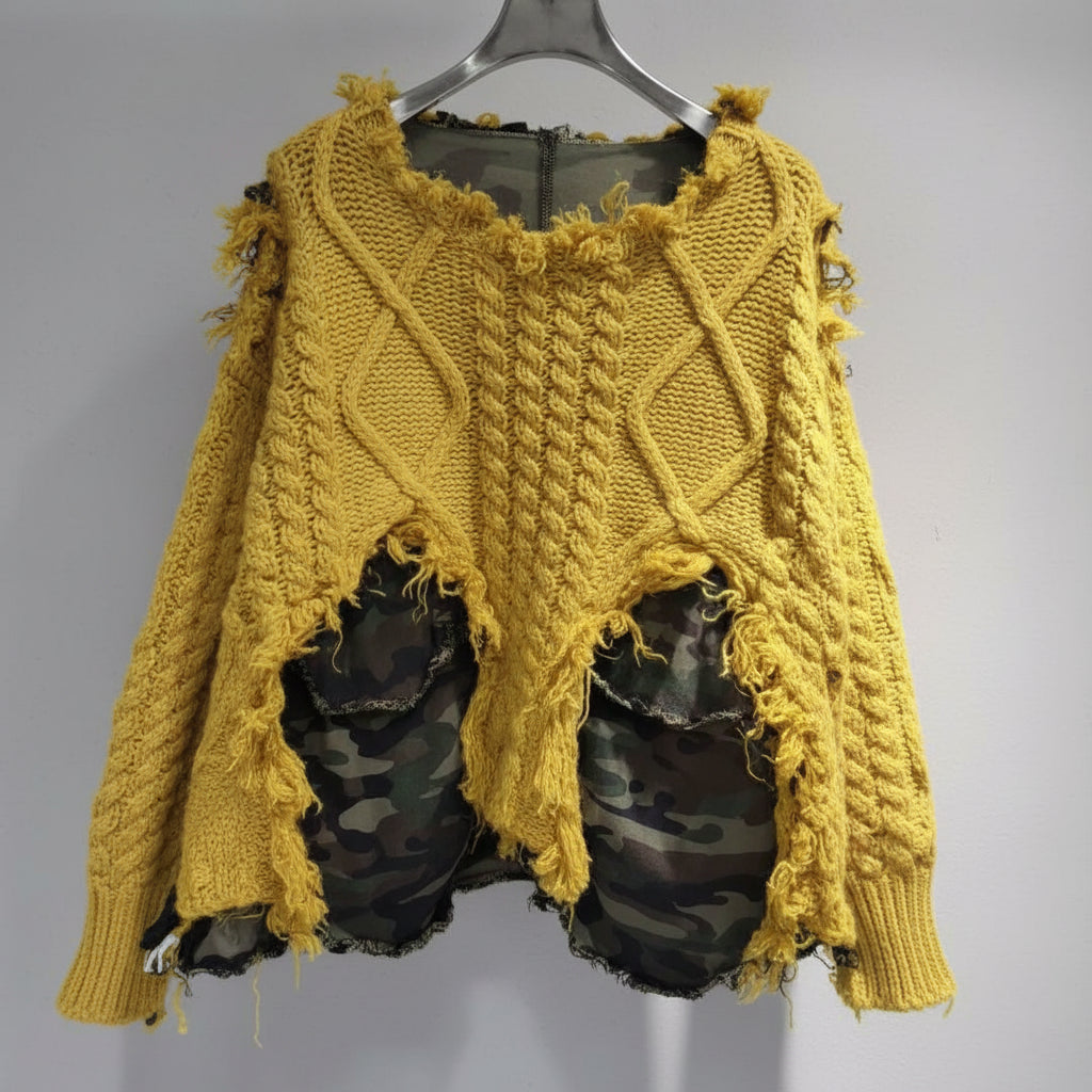 2026 Autumn New Fashionable Personalized Splicing Denim Round Neck Long Sleeve unisex Sweater