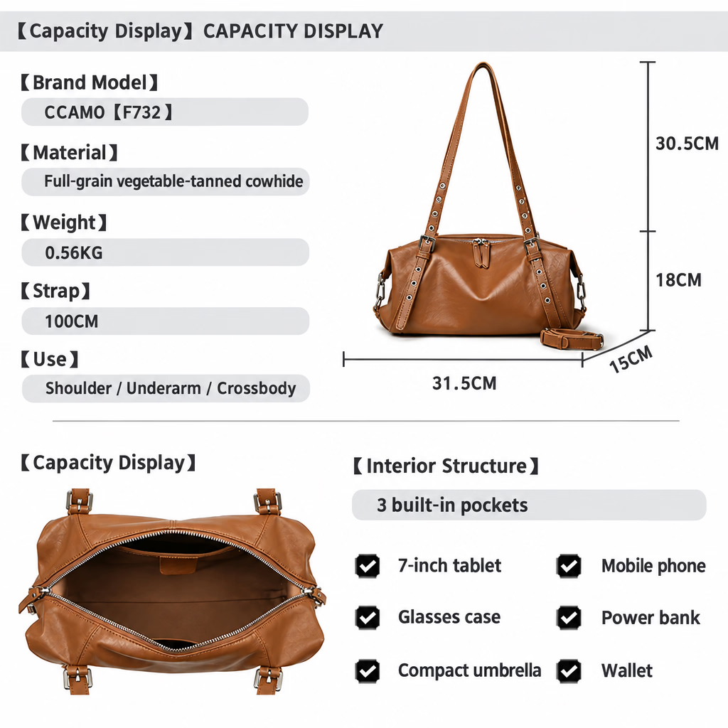 Women Bags Genuine Leather Messenger Crossbody Handbags Large Capacity Tote Shoulder Purses Elegant Daily Office Travel Shopping
