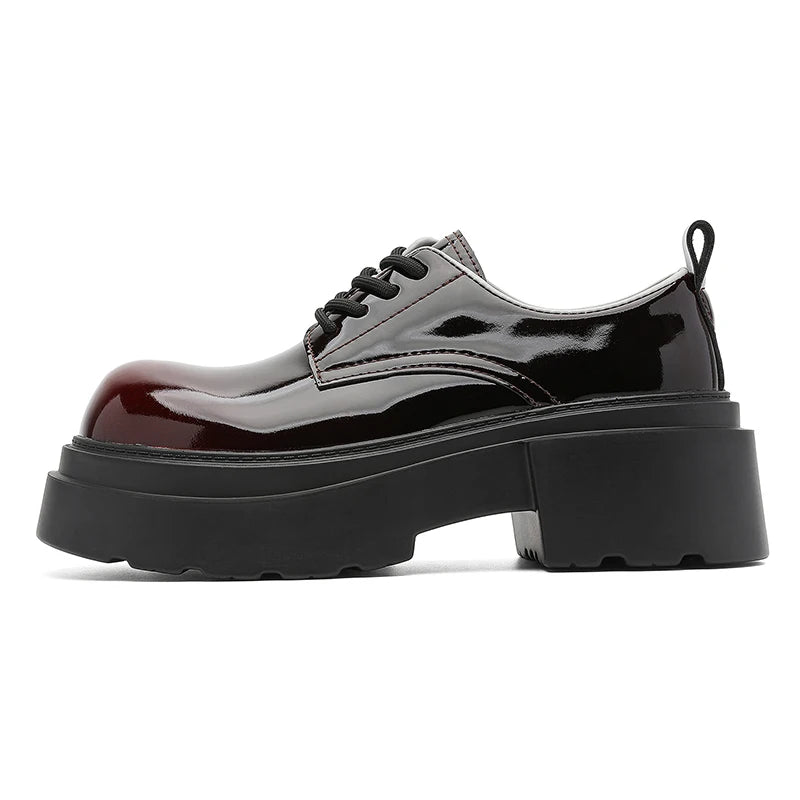Men's Thick Sole Biker Shoes Leather Shoes Chunky Platform Motorcycle Footwear