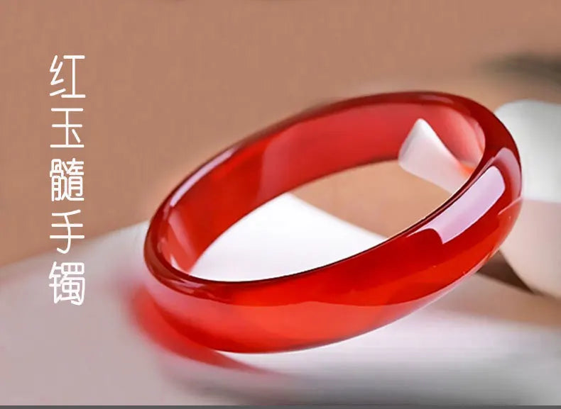 Natural Jade Bracelet Women's Red Agate Jade Bracelet Ice Through Brazil Carnelian Bracelet Jade Bracelet Bangles with Charms