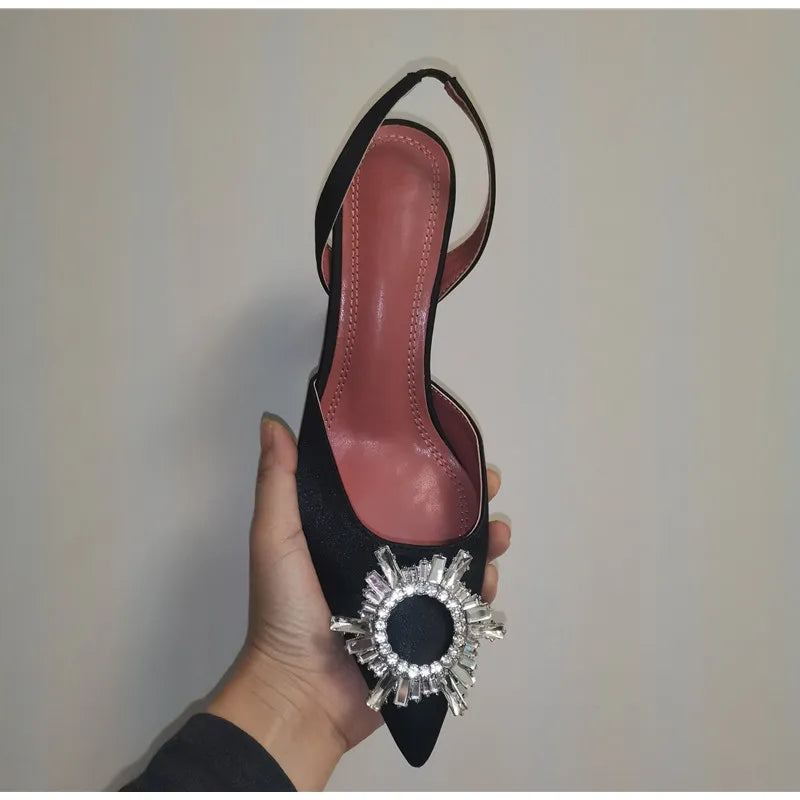 2025 Star style Women Sandals Elegant Pointed toe Slingback Summer Office Lady Shoes Fashion High heels Gladiator sandals Woman