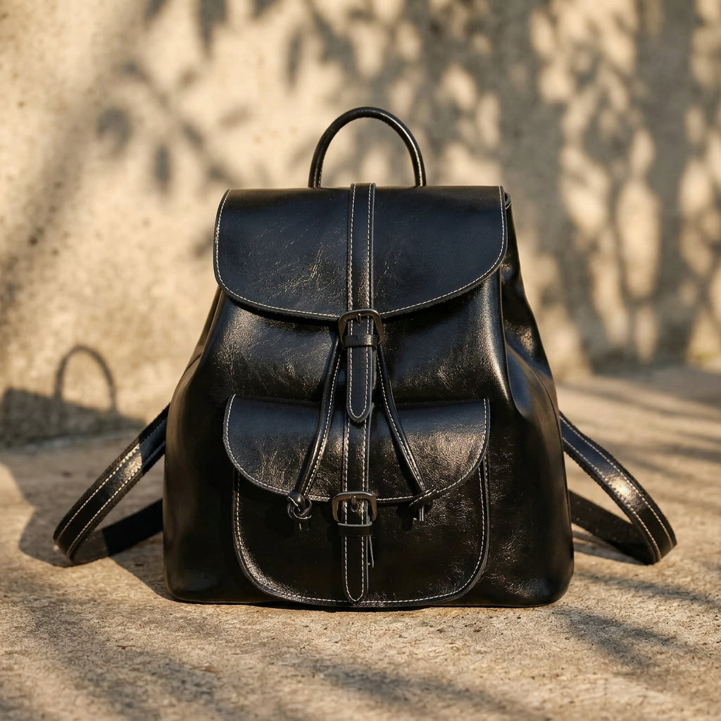 Women's Genuine Leather Backpack Purse Large Capacity Multiway Shoulder Travel Bag Anti Theft Zip Soft Daypack for Daily Work
