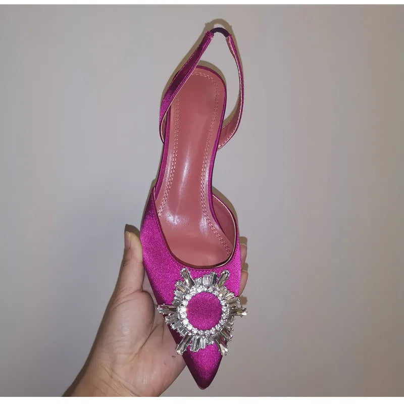 2025 Star style Women Sandals Elegant Pointed toe Slingback Summer Office Lady Shoes Fashion High heels Gladiator sandals Woman