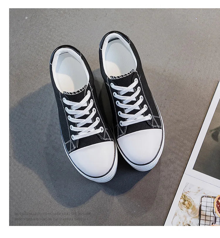 Fujin 7.5cm Fashion Canvas Shoes Breathable Women Super High Heel Sneakers Platform Shoes Women Autumn Autumn Women's Shoes
