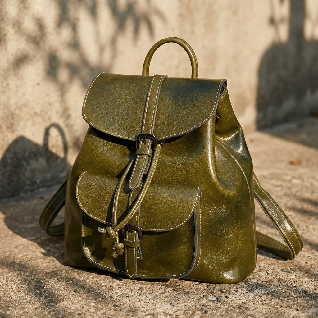 Women's Genuine Leather Backpack Purse Large Capacity Multiway Shoulder Travel Bag Anti Theft Zip Soft Daypack for Daily Work