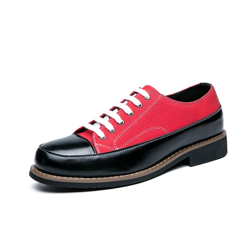 Men's Loafers Splicing PU Leather Shoes Business Casual Men Lace up Leather Shoes for Man