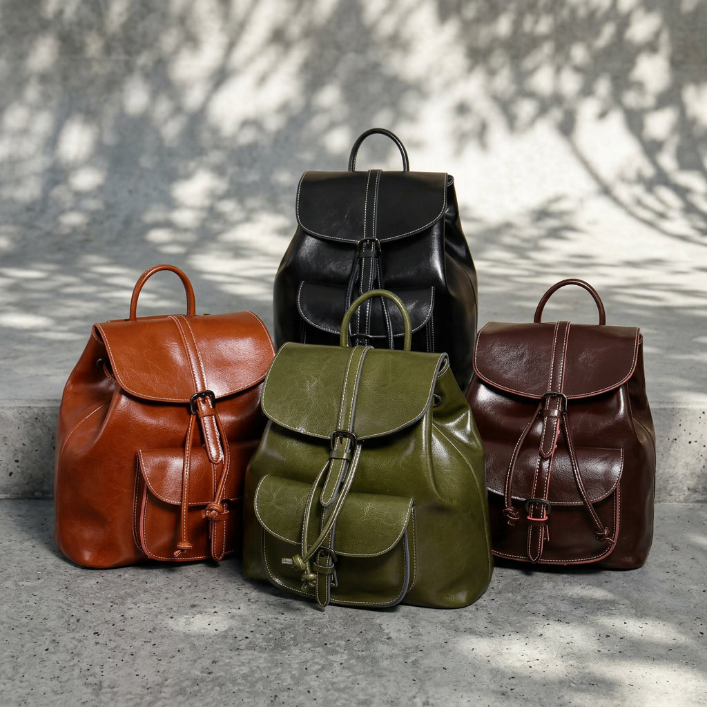 Women's Genuine Leather Backpack Purse Large Capacity Multiway Shoulder Travel Bag Anti Theft Zip Soft Daypack for Daily Work