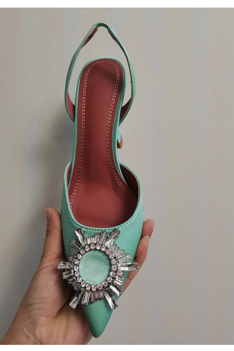 2025 Star style Women Sandals Elegant Pointed toe Slingback Summer Office Lady Shoes Fashion High heels Gladiator sandals Woman