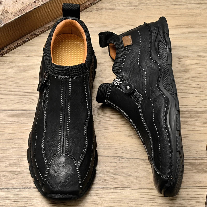 Men's Formal Oxford Leather Shoes ZIP Closure Anti-Odor Insole Breathable Lightweight Office Career All Seasons