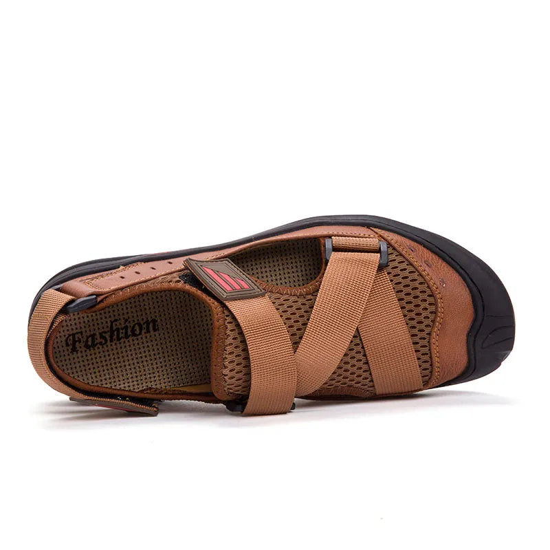 Men's Sandals Outdoor Walking Hiking Beach Shoes Sport Fisherman Slip on Low-top Puncture Resistant Air Mesh Breathable Casual