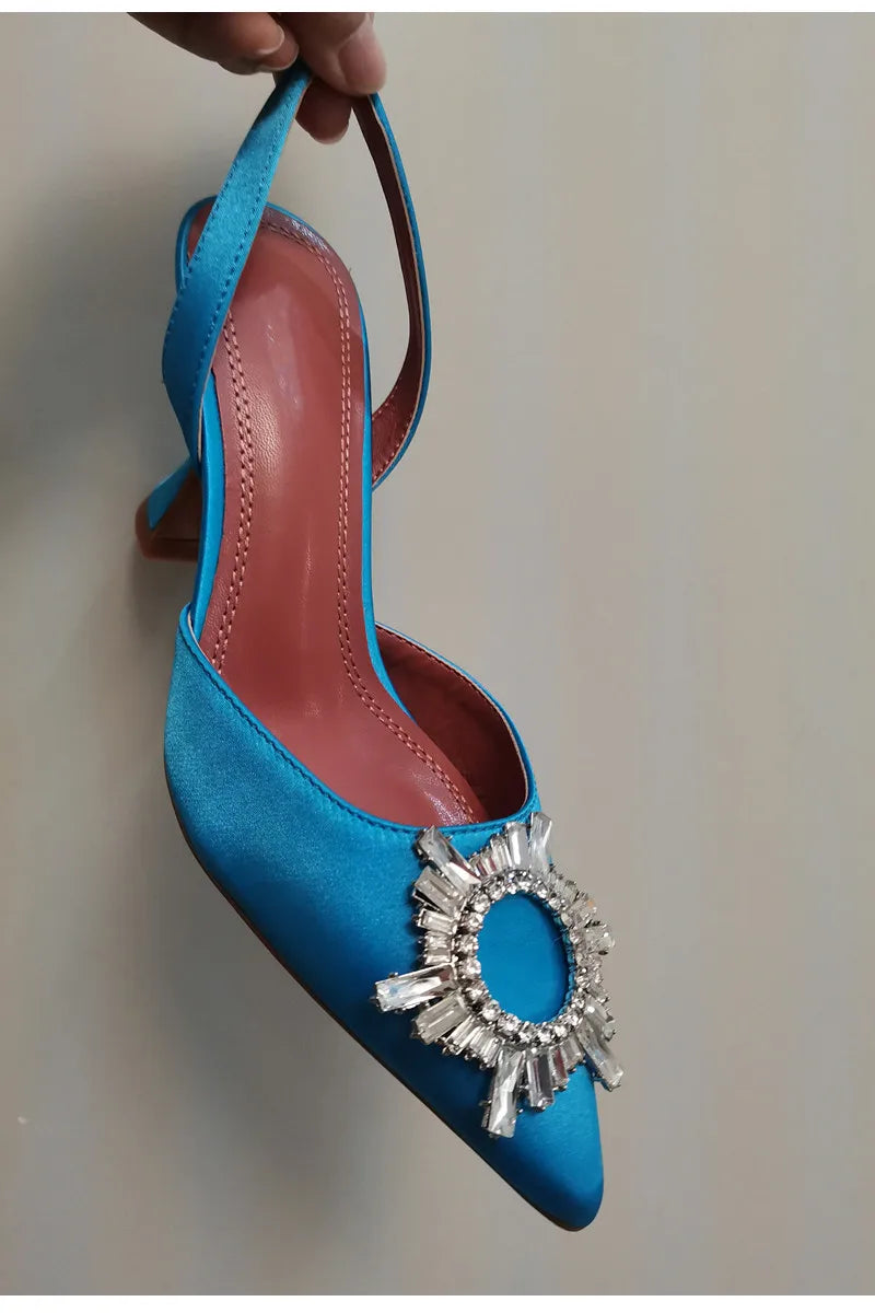 2025 Star style Women Sandals Elegant Pointed toe Slingback Summer Office Lady Shoes Fashion High heels Gladiator sandals Woman