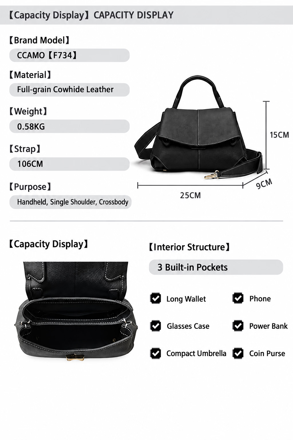 Women Bags Genuine Leather Messenger Crossbody Handbags Large Capacity Tote Shoulder Purses Elegant Daily Office Travel Shopping