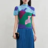 2025 Miyake Pleated Printed T-Shirt for Women Custom Designs Breathable Chiffon Casual Style Spring/Summer Collection