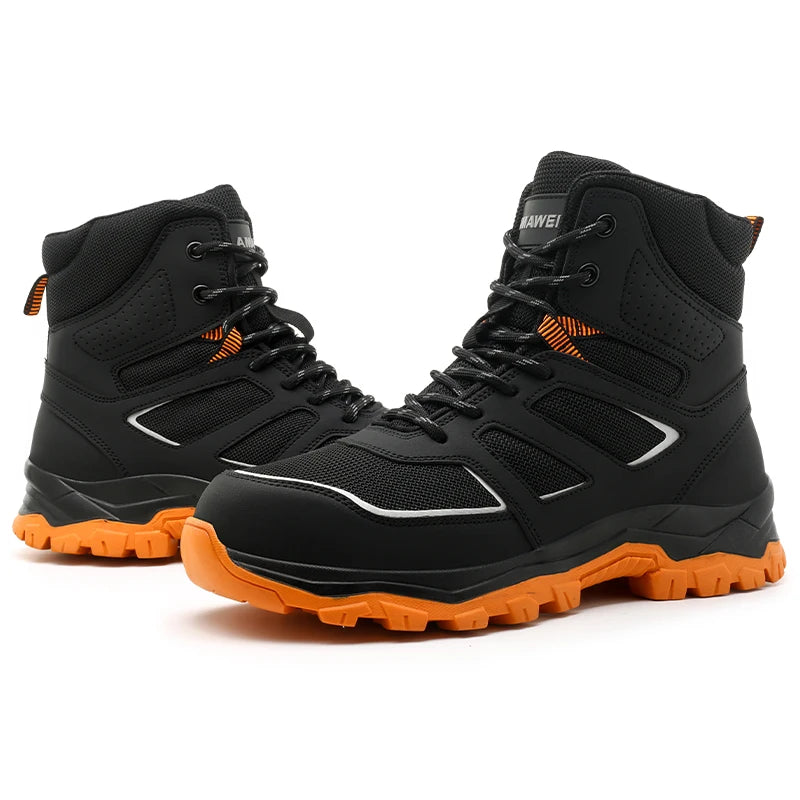 AMAWEI D/863 Unisex Outdoor EU Standard Safety Shoes Steel Toe Work Boots with Mesh Upper Rubber Outsole Anti-static for Factory