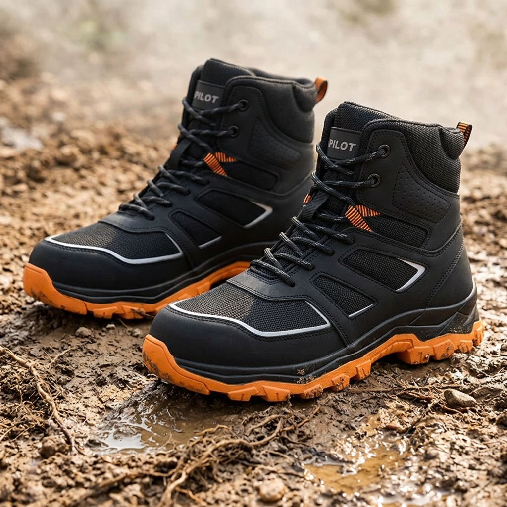 AMAWEI D/863 Unisex Outdoor EU Standard Safety Shoes Steel Toe Work Boots with Mesh Upper Rubber Outsole Anti-static for Factory