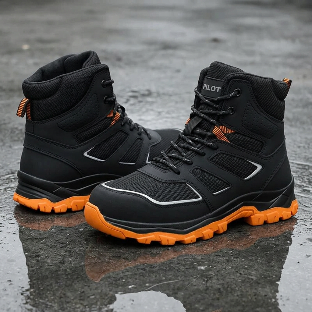 AMAWEI D/863 Unisex Outdoor EU Standard Safety Shoes Steel Toe Work Boots with Mesh Upper Rubber Outsole Anti-static for Factory