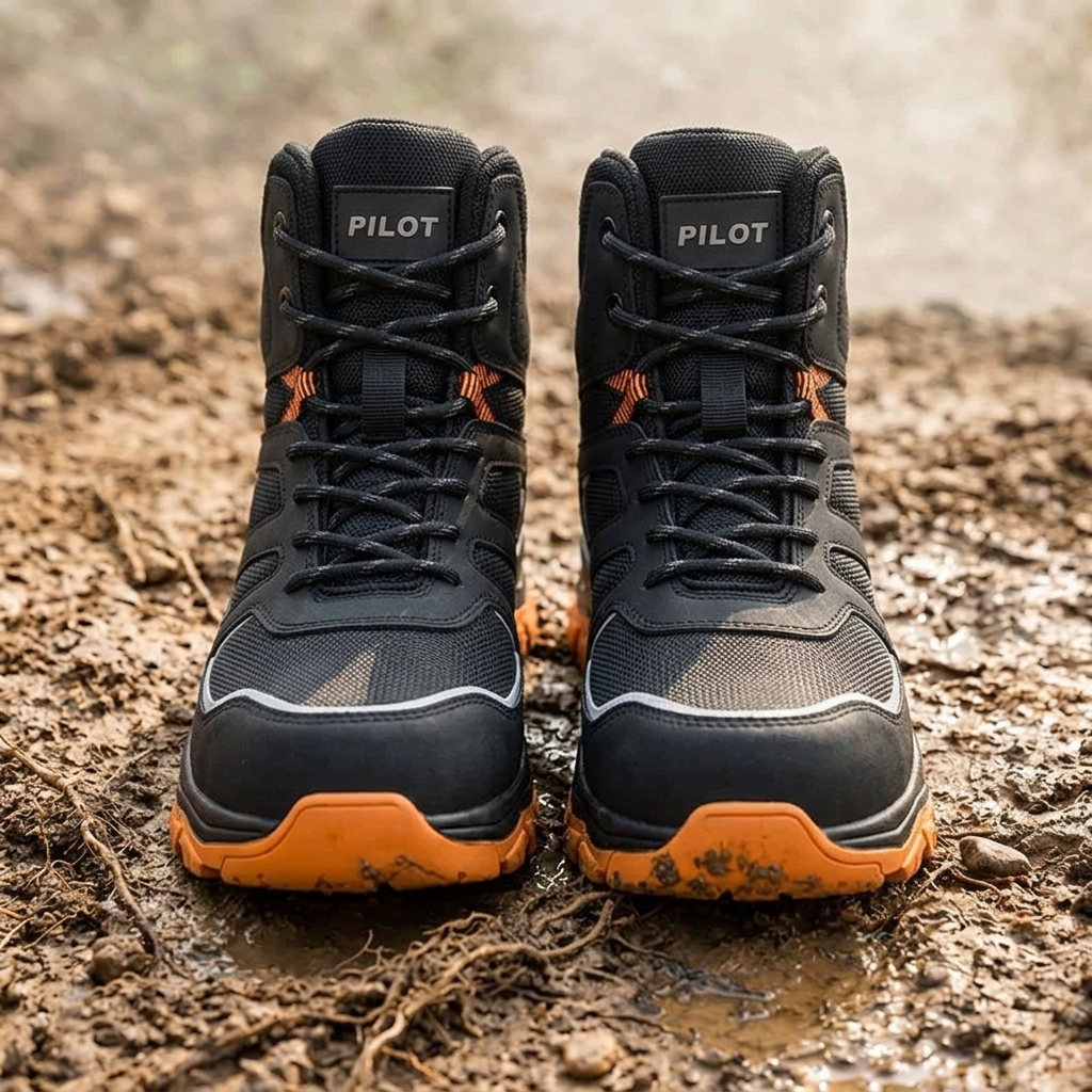 AMAWEI D/863 Unisex Outdoor EU Standard Safety Shoes Steel Toe Work Boots with Mesh Upper Rubber Outsole Anti-static for Factory