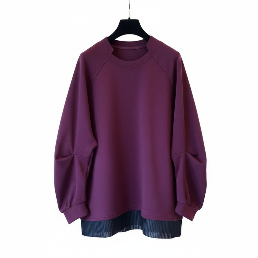 Spring 2026 New Fashion Elegant Casual Fake Two-piece Splicing Long Sleeve Women's Sweater