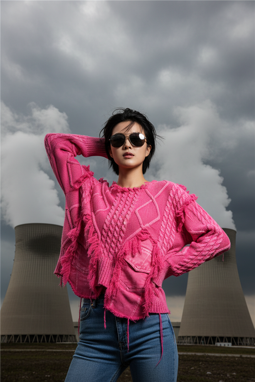 2026 Autumn New Fashionable Personalized Splicing Denim Round Neck Long Sleeve unisex Sweater