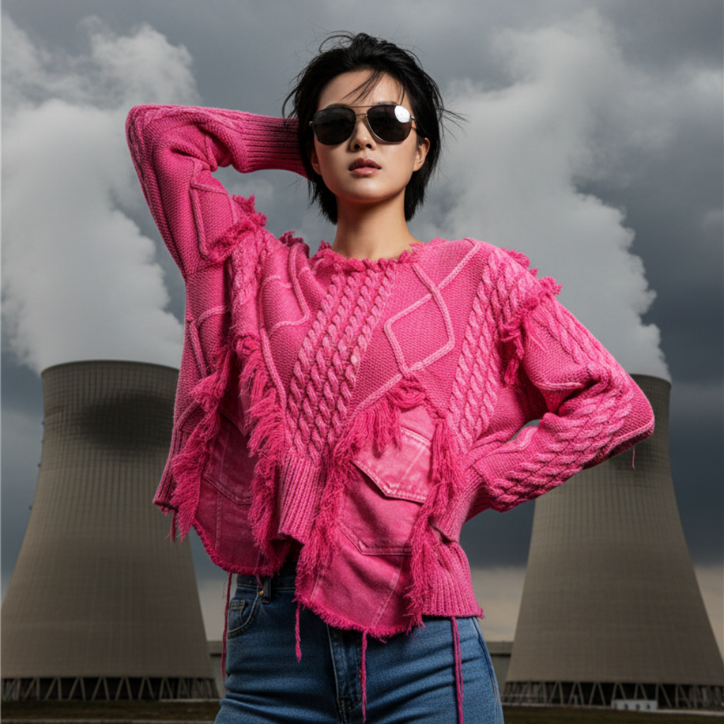 2026 Autumn New Fashionable Personalized Splicing Denim Round Neck Long Sleeve unisex Sweater